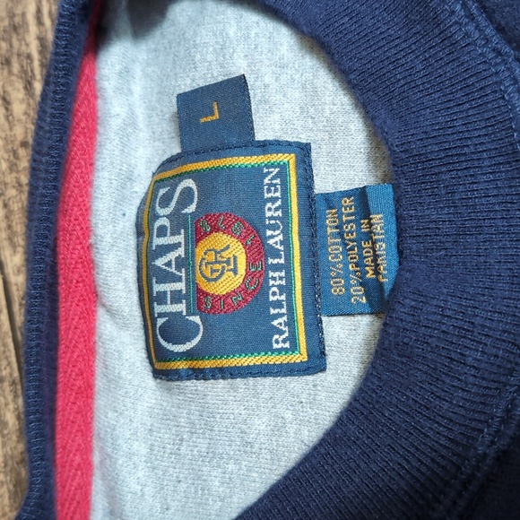 Vintage 90's Chaps Ralph Lauren Spell Out Crewneck Sweatshirt Size Large In Navy - Picture 2 of 8